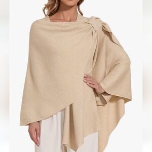 Puli Women's Beige Poncho Sweater Wrap.New No Tag